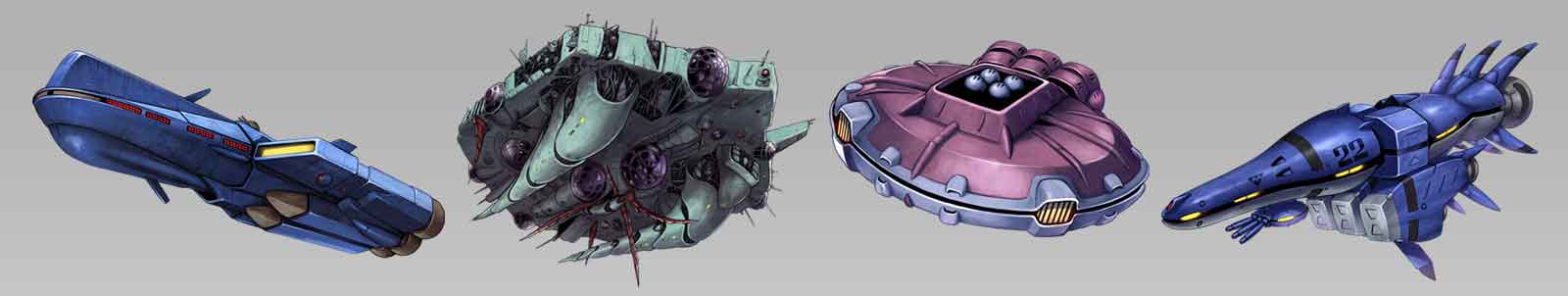 Four capital ships from the Robotech wars