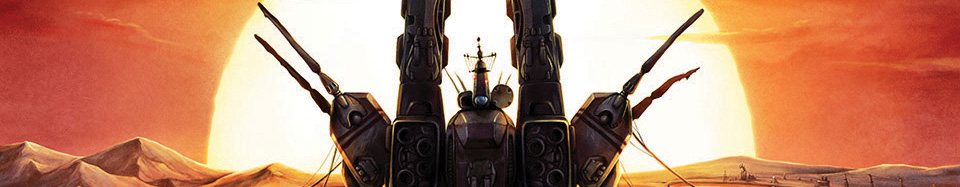 The SDF-1 silhouetted against the setting sun